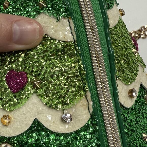 Betsey Johnson Kitsch Christmas Tree Crossbody Purse Handbag Green RARE Spruce - Picture 15 of 16